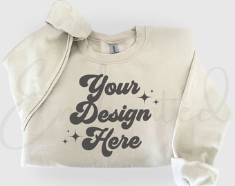 Gildan 18000 Sand Sweatshirt Gildan Sweatshirt Mockup Sweatshirt Mock up Gildan Crewneck Mockups 18000 Mockup Gildan Mockup Flat Lay