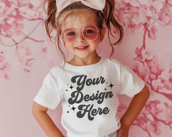 Kids White Shirt Mockup Kids Mockup Girl TShirt Mockup Kids T-Shirt Mockup Toddler Girl Kids Shirt Mockup