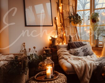 Wall Art Mockup Home Interior Frame Mockup Boho Wall Art Mockup