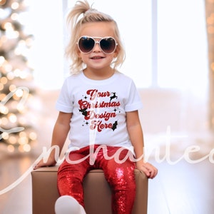 Kids White TShirt Mockup Kids T-Shirt Mockup Girl Shirt Mockup Kids Outdoor Mockup Toddler Girl Winter Mockup Kids Christmas Mockup
