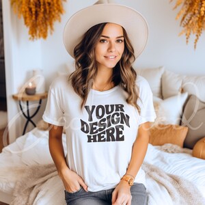 Bella Canvas 3001 White T-Shirt Mockup White T-Shirt Mockup White TShirt Mockup Boho Mockup Model Mockup Bella Mockup Bella Canvas Mockup