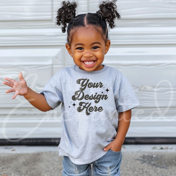 Kids Bella Canvas 3001T Athletic Heather Grey Shirt Mockup Kids T-Shirt Mockup Girl TShirt Mockup Kids Outdoor Mockup Toddler Girl Mockup