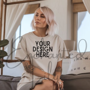Comfort Colors C1717 Ivory Shirt Mockup Oversized Shirt Mockup Ivory Shirt Ivory Comfort Color Shirt Mock Model Mock up