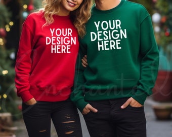 Gildan 18000 Mockup Gildan Sweatshirt Mockup Model Sweatshirt Mockup Gildan Crewneck Mockups 18000 Christmas Couple Mockup Christmas Mockup