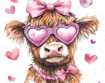 Highland Cow png Valentine Coquette Png San Valentino Retro Valentine Png Cuore di San Valentino Png Amore Png Disegni a sublimazione