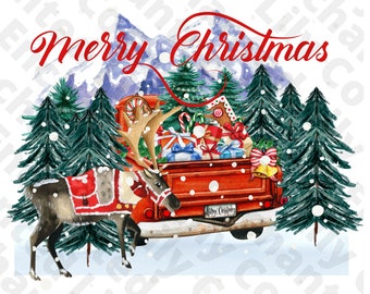 Merry Christmas PNG Christmas Truck Sublimation Christmas Png Digital Illustration Sublimation File Png Sublimation