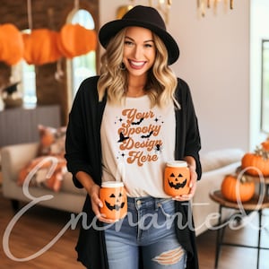 Bella Canvas 3001 Tshirt Mockup Fall Mockup Halloween Mockup Shirt Bella Canvas Shirt Natural Shirt Mockup Model Mockup Fall Mock Up Fall