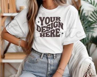 Comfort Colors C1717 White Shirt Mockup Shirt Mockup Women TShirt Mockup Oversized Shirt Mockup Comfort Colors Mockup White T-Shirt Mockup