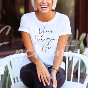 White Shirt Mockup Bella Canvas Mockup Bella Canvas 3001 Mock Up White Shirt Mock Up White TShirt Mockup Fall Mockup Fall Mock Up Model Mock