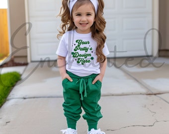 Kids Bella Canvas 3001T White T-Shirt Mockup Kids T-Shirt Mockup Girl TShirt Mockup Kids Mockup Toddler Girl St Patricks Shirt St Pattys Day
