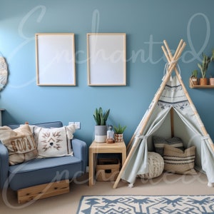 Boy Nursery Home Interior 3 Frame Mockup Wall Art Mock up Boho Wall Art Mockup