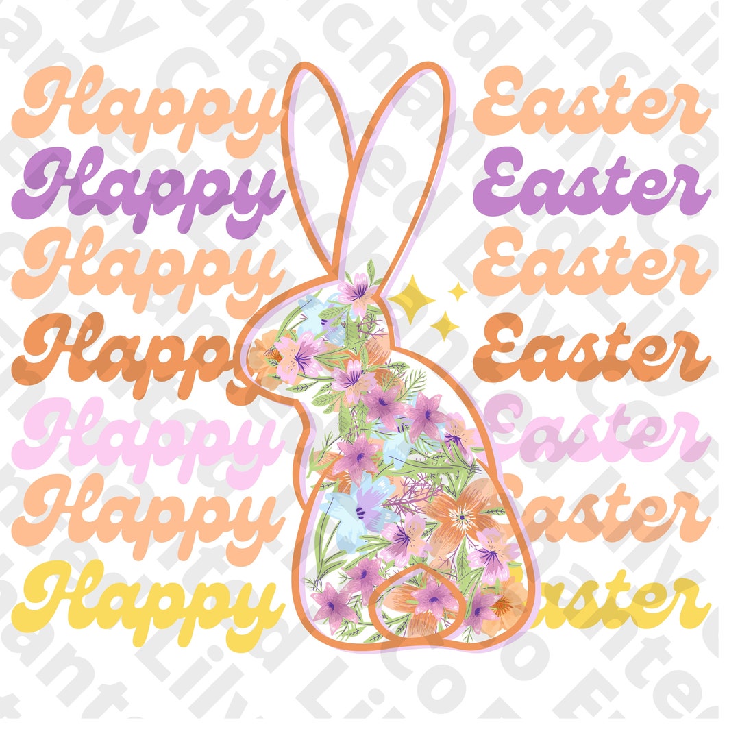Easter Bunny PNG Image, Floral Bunny Design, Sublimation Designs ...