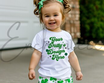 Kids Bella Canvas 3001T White T-Shirt Mockup Kids T-Shirt Mockup Girl TShirt Mockup Kids Mockup Toddler Girl St Patricks Shirt St Pattys Day