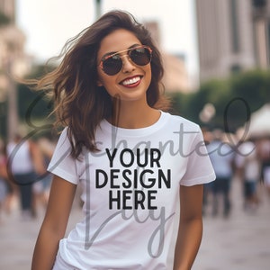 Bella Canvas 3001 Mockup | Bella Canvas White Shirt Mockup Beach Summer Mockup | White Tshirt Mockup | Women Mockup
