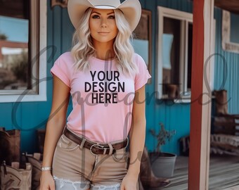 Bella Canvas 3001 Mockup Bella Canvas Pink Shirt Mockup Lifestyle Mockup Model Mockup Boho Mockup Nature Mockup T Shirt Mockup