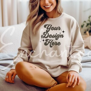 Gildan 18000 Mockup Gildan Sand Sweatshirt Mockup Oversized Sweatshirt Modell Mockup Gildan Sand Mockup Boho Mockup Bundle Mockup Sweatshirt