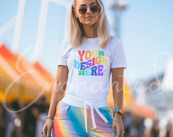 White Bella Canvas 3001 Mockup Tshirt Mockup Styled Shirt Mockup Summer Mockup Womens Tee Mock White T-Shirt Mockup White Tshirt mock