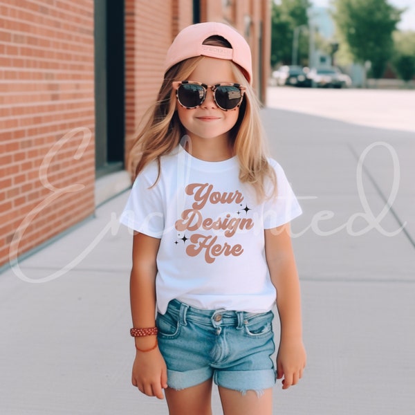 Kinder Bella Canvas 3001T Weißes T-Shirt Mockup Kinder T-Shirt Mockup Mädchen TShirt Mockup Kinder Outdoor Mockup Kleinkind Mädchen Sommer Mockup