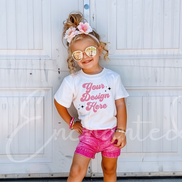 Kids Bella Canvas 3001T White T-Shirt Mockup Kids T-Shirt Mockup Girl TShirt Mockup Kids Outdoor Mockup Toddler Girl Summer Mockup