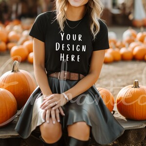 Black Tshirt Mockup Fall Mockup Halloween Mockup Shirt Black Shirt Mock Up Black Shirt Mockup Model Mockup Fall Mock Up Halloween Shirt Mock
