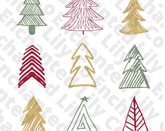 Christmas Trees Design PNG Sublimation Design Download