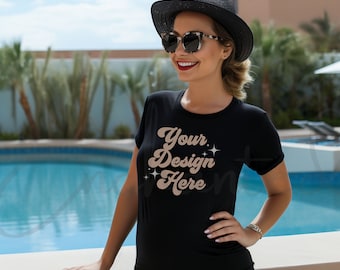 Bella Canvas 3001 TShirt Mockup Bella Canvas Shirt Black T-shirt Mockup Shirt Mockup Black Shirt Mockup Model Mockup Black Bella Canvas Mock