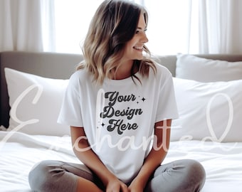 Bella Canvas 3001 TShirt Mockup Bella Canvas Shirt White T-shirt Mockup Shirt Mockup White Shirt Mockup Model Mockup White Bella Canvas Mock