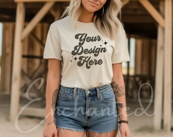 Bella Canvas Natural Mockup Bella Canvas 3001 Mockup Bella Canvas 3001 Shirt Mock Up Westerse Mock Up Boho Mockup Bella Canvas Mockup