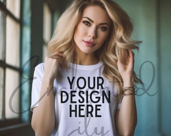 Bella Canvas 3001 Mockup / Bella Canvas White Shirt Mockup Beach Summer Mockup / White Tshirt Mockup / Women Mockup
