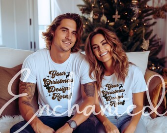 Bella Canvas Mockup Weißes T-Shirt Mockup Weißes Shirt Mockup Boho Mockup Paar Mockup Bella Canvas Mockup Weihnachten Mockup Model Mockup