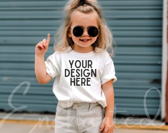Kids Bella Canvas 3001T White T-Shirt Mockup Kids T-Shirt Mockup Girl TShirt Mockup Kids Outdoor Mockup Toddler Girl Oversized Shirt Mockup