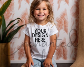 Kids T-shirt Mockup, Bella Canvas 3001t, Kids Model Mockup, Boho T-shirt Mockup, White Tshirt Kids Mockup, Bella Canvas Kids, Peuter Mockup