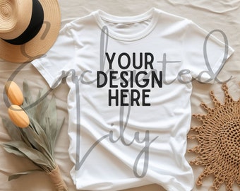 Kids T Shirt Mockup White T-Shirt Jersey Unisex T-Shirt Toddler Flat Lay kids tee mockup girl mockup t-shirt mockup kids Mockup flat lay