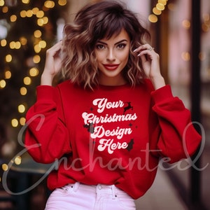 Gildan Sweatshirt Mockup Rot Gildan 18000 Mockup Sweatshirt Mockup Mockup Modell Mockup Weihnachts Sweatshirt Mockup Gildan Mockup Bundle