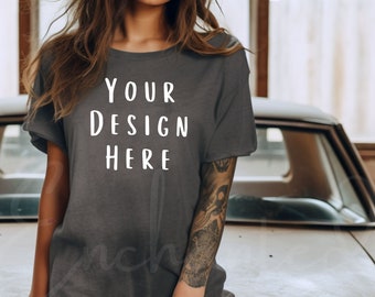 Comfort Colors C1717 Pepper Shirt Mockup Tshirt Mockup Gray Tee Mockup C1717 Model Mockup Boho Shirt Mock up Grey Mockup TShirt Mock Up