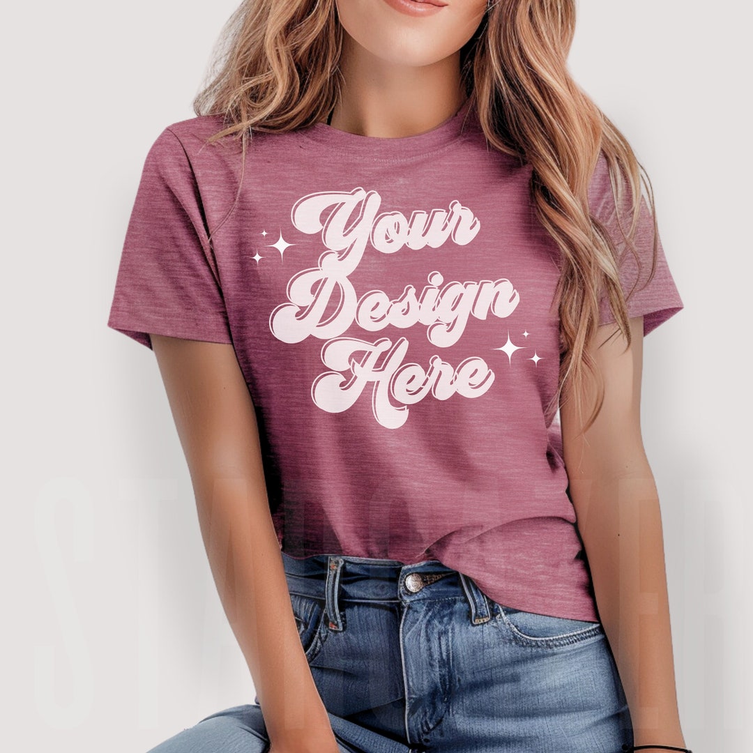 Bella Canvas 3001 Heather Mauve Shirt Bella Canvas Shirt Mockup Women ...