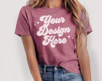 Bella Canvas 3001 Heather Mauve Shirt Bella Canvas Shirt Mockup Women TShirt Mockup Oversized Shirt Mockup Bella Canvas Mockup Mauve T-Shirt