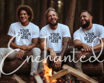 Groep Mockup Witte Bella Canvas 3001 Mockup Man T-Shirt Mockup Mannelijke T-Shirt Mockup Model Mockup Tshirt Mock Up Outdoor Heren Model 3001 Mockup