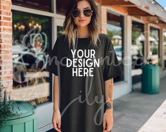 Comfort Colors C1717 Black Shirt Mockup Tshirt Mockup Black Tee Mockup C1717 Model Mockup Boho Shirt Mock up Black Mockup TShirt Mock Up