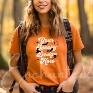 Bella Canvas 3001 TShirt Mockup Bella Canvas Shirt Orange T-shirt Mockup Shirt Mockup Orange Shirt Mockup Tee Model Mockup Fall Mockup