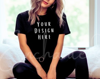 Bella Canvas 3001 TShirt Mockup Bella Canvas Shirt Black T-shirt Mockup Shirt Mockup Black Shirt Mockup Tee Mockup Model Mockup Bella Mockup