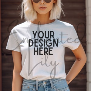 Bella Canvas 3001 Mockup | Bella Canvas White Shirt Mockup Beach Summer Mockup | White Tshirt Mockup | Women Mockup