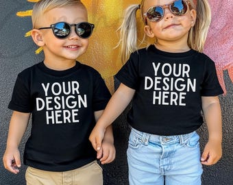 Kids Black T-Shirt Mockup Kids T-Shirt Mockup Kids TShirt Mockup Kids Outdoor Mockup Toddler Boy Girl Summer Mockup Black Shirt Mock Up