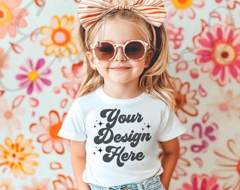 Kids White Shirt Mockup Kids Mockup Girl TShirt Mockup Kids T-Shirt Mockup Toddler Girl Kids Shirt Mockup
