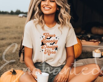 Bella Canvas 3001 Tshirt Mockup Fall Mockup Halloween Mockup Shirt Bella Canvas Shirt Soft Cream Shirt Mockup Model Mockup Fall Mock Up