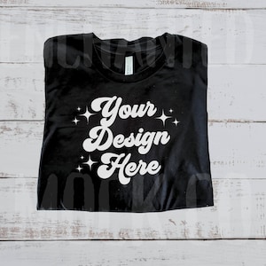 Bella Canvas 3001 Black Shirt Mockup Flat Lay Mockup Bella Canvas Mockup Black Tshirt Mockup Black T-Shirt Mockup