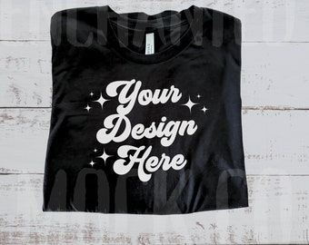 Bella Canvas 3001 Black Shirt Mockup Flat Lay Mockup Bella Canvas Mockup Black Tshirt Mockup Black T-Shirt Mockup