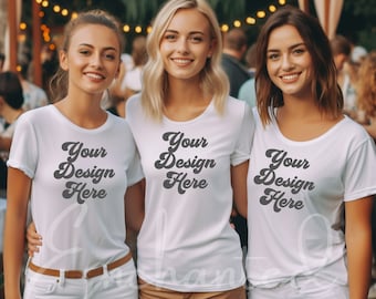 Bachelorette Party Shirt Mockup for Bridal Party White Tee Mockup Bella Canvas 3001 White Mockup Bridesmaid Party Tees Group Mockup