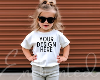 Kids Bella Canvas 3001T White T-Shirt Mockup Kids T-Shirt Mockup Girl TShirt Mockup Kids Outdoor Mockup Toddler Girl Summer Mockup