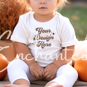 Baby Rabbit Skins 3322 White T-Shirt Mockup Baby T-Shirt Mockup Baby TShirt Mockup Baby Outdoor Mockup Baby Fall Mockup Toddler Mockup